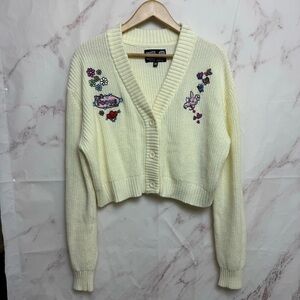 Broken Promises x Happy Bunny y2k Focus On Me Crop Cardigan Sweater - M19
